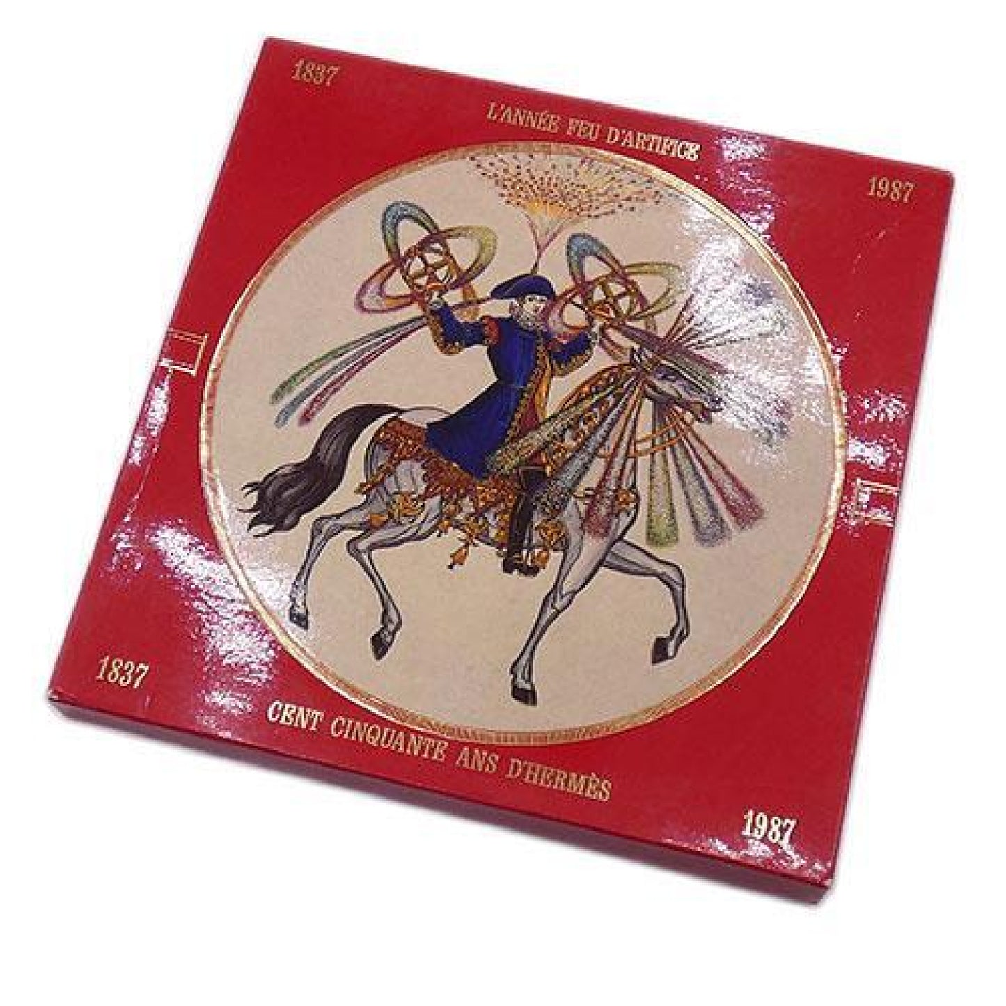 (10462_0061) HERMES Scarf HERMES Carre 90 Silk FEUX DARTIFICE Flame of Finesse Red Women's Scarf