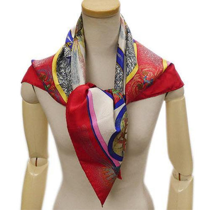 (10462_0061) HERMES Scarf HERMES Carre 90 Silk FEUX DARTIFICE Flame of Finesse Red Women's Scarf