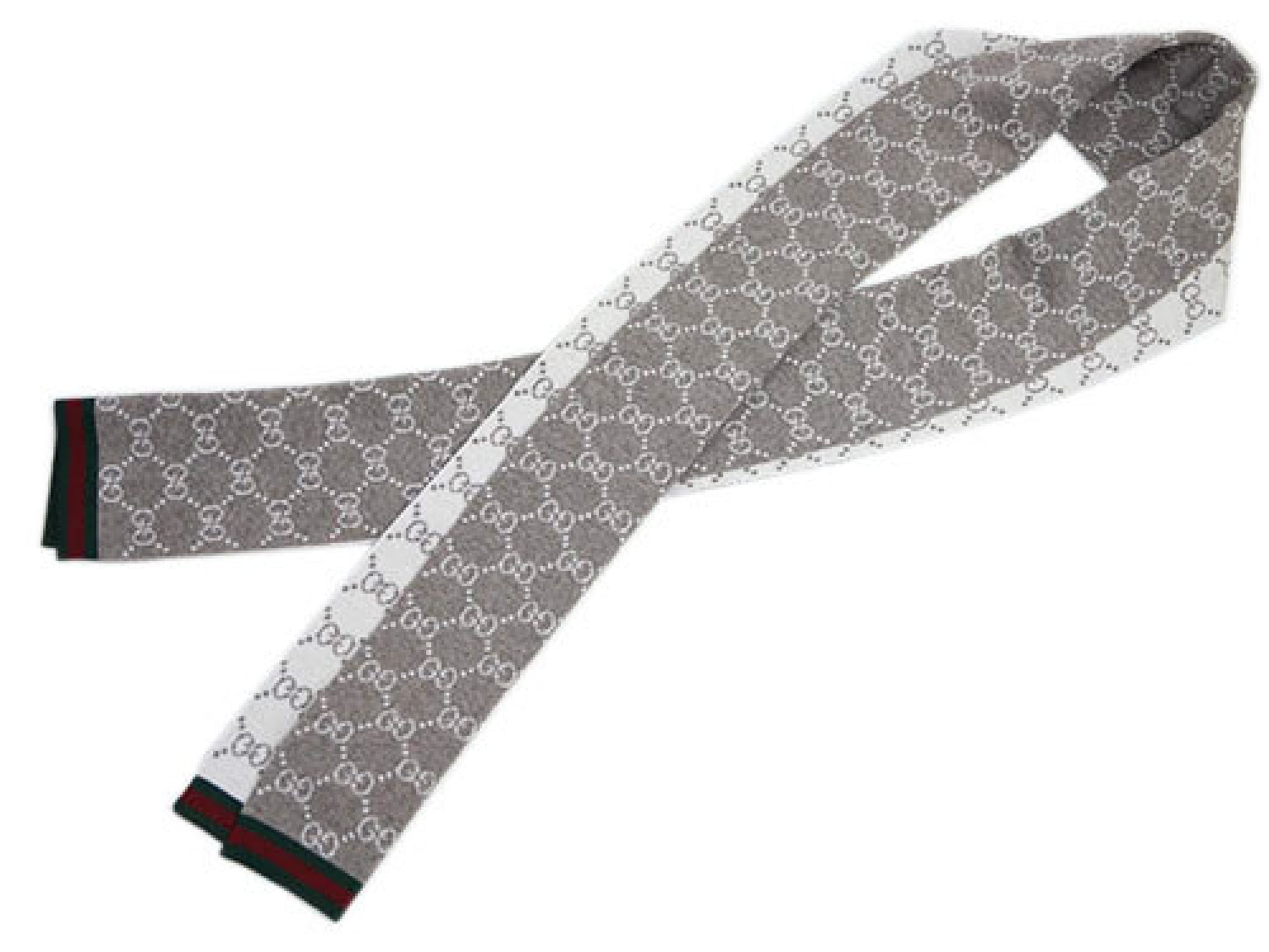 (10462_0152) GUCCI Gucci Muffler GUCCI GG Tricot Webbing Wool 100% Grey/Light Brown 325806 Muffler