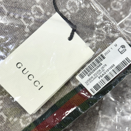 (10462_0152) GUCCI Gucci Muffler GUCCI GG Tricot Webbing Wool 100% Grey/Light Brown 325806 Muffler