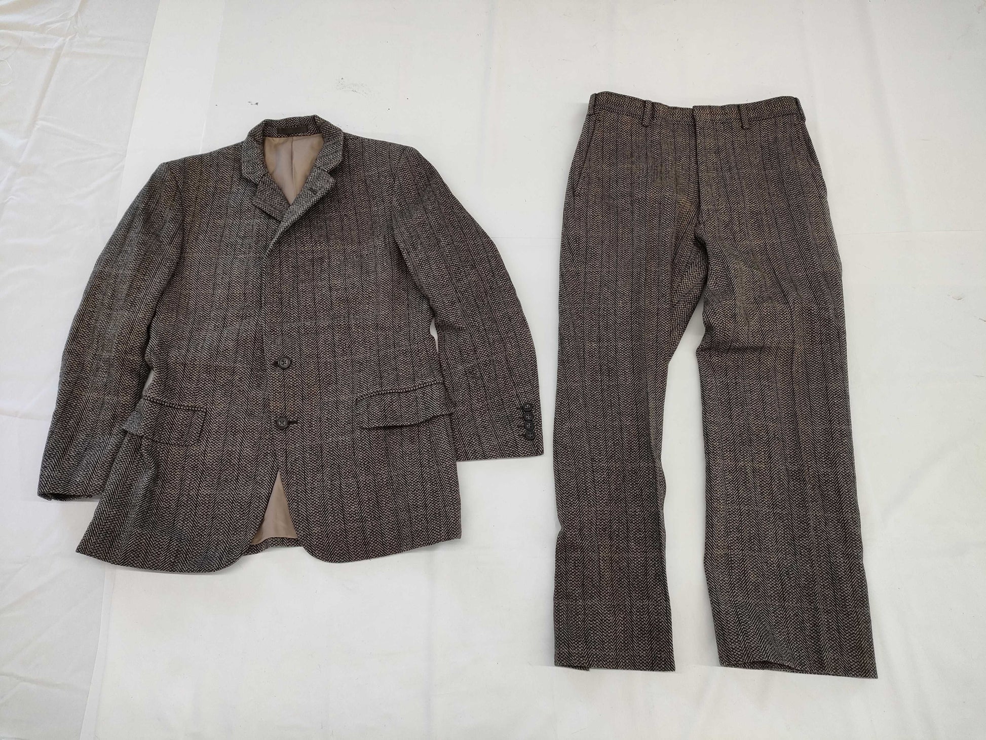 (10462_0227) BURBERRY Burberry Suit Set Up Jacket Business Button Men's Herringbone Cedar Twill Wool Size 165 C-TK83 Jacket