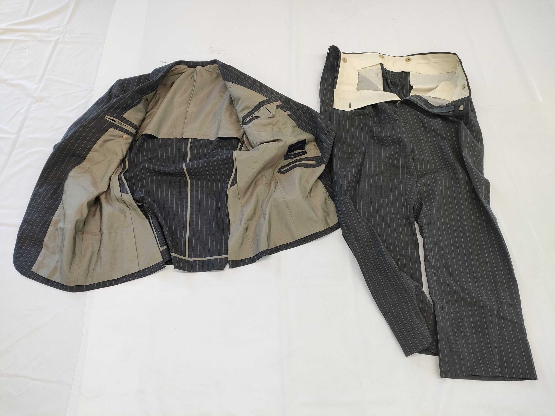 (10462_0228) BURBERRY SUPER120S Sheep Burberry London Men's Jacket Striped Set Suit Pants Set Club Collection Iridescent Lining Size L Jacket