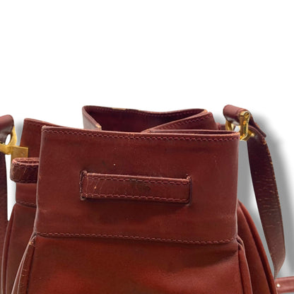 (10460_0127) Cartier Drawstring Shoulder Bag Burgundy Shoulder Bag
