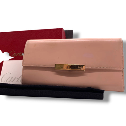 (10461_0074) Cartier Folding Long Wallet Pink Wallet