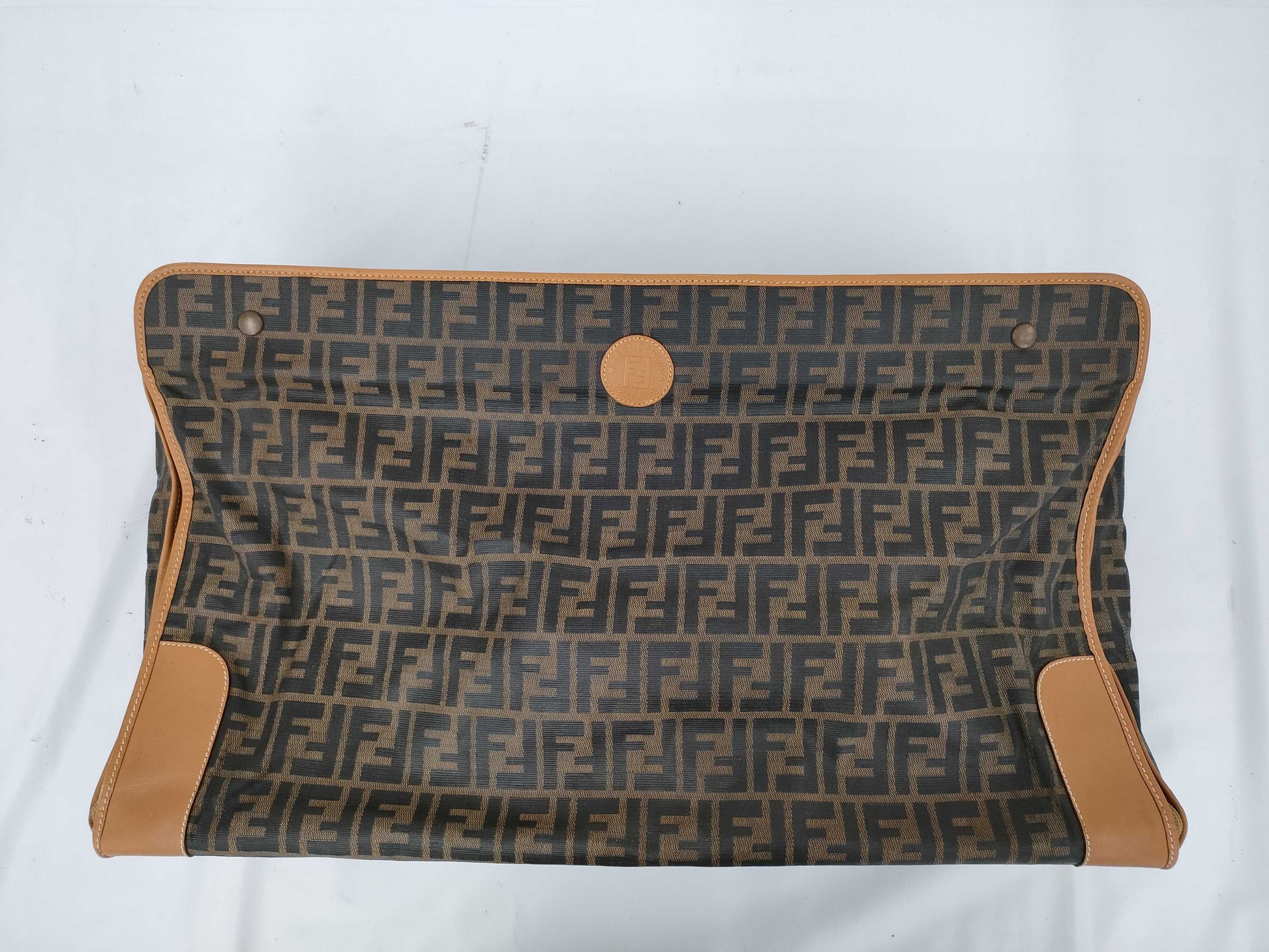 (10460_0260) FENDI FENDI Travel Truck/Leather x Canvas/Brown/G Fittings/Zucca Suitcase