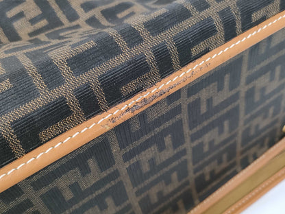 (10460_0260) FENDI FENDI Travel Truck/Leather x Canvas/Brown/G Fittings/Zucca Suitcase