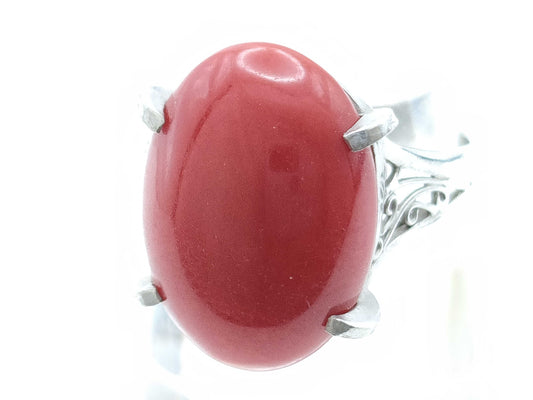 Coral Ring, Diameter: Approx. 12.6mm x 17.6mm, PM900, 6.8g 