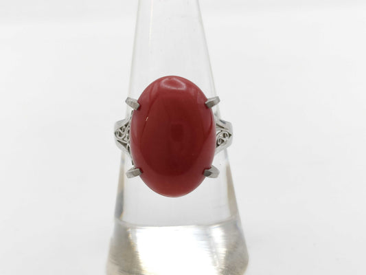 Coral Ring, Diameter: Approx. 12.6mm x 17.6mm, PM900, 6.8g 