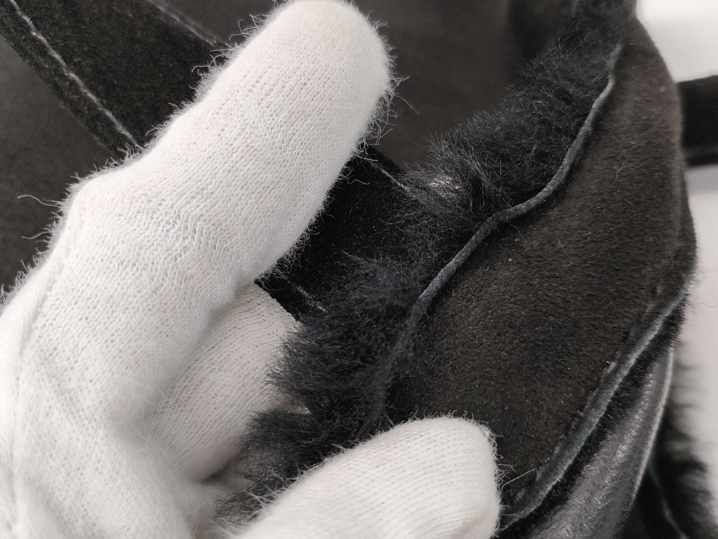 CHANEL Mouton Fur Handbag Black