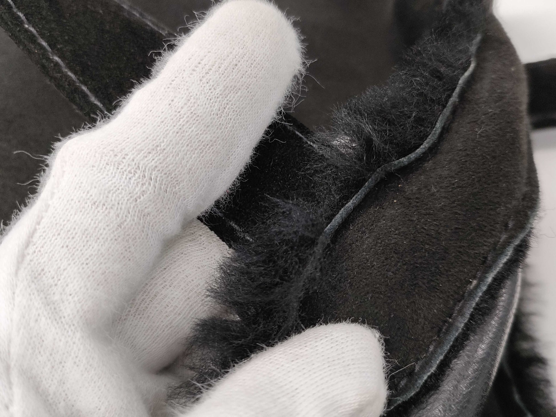 CHANEL Mouton Fur Handbag Black