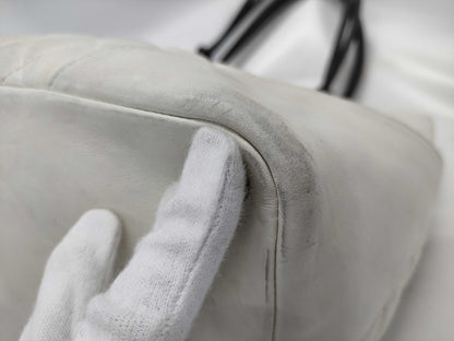 CHANEL Cambon Python Tote Bag in White