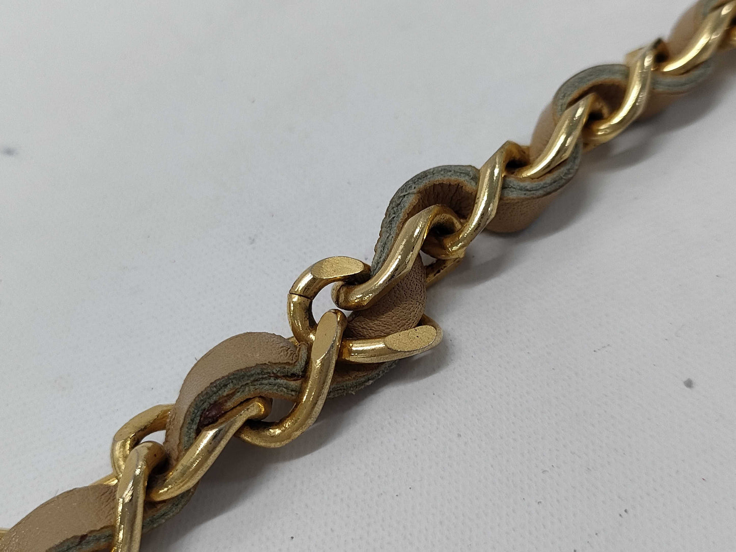 CHANEL Calfskin Chain Shoulder Bag Beige Bag