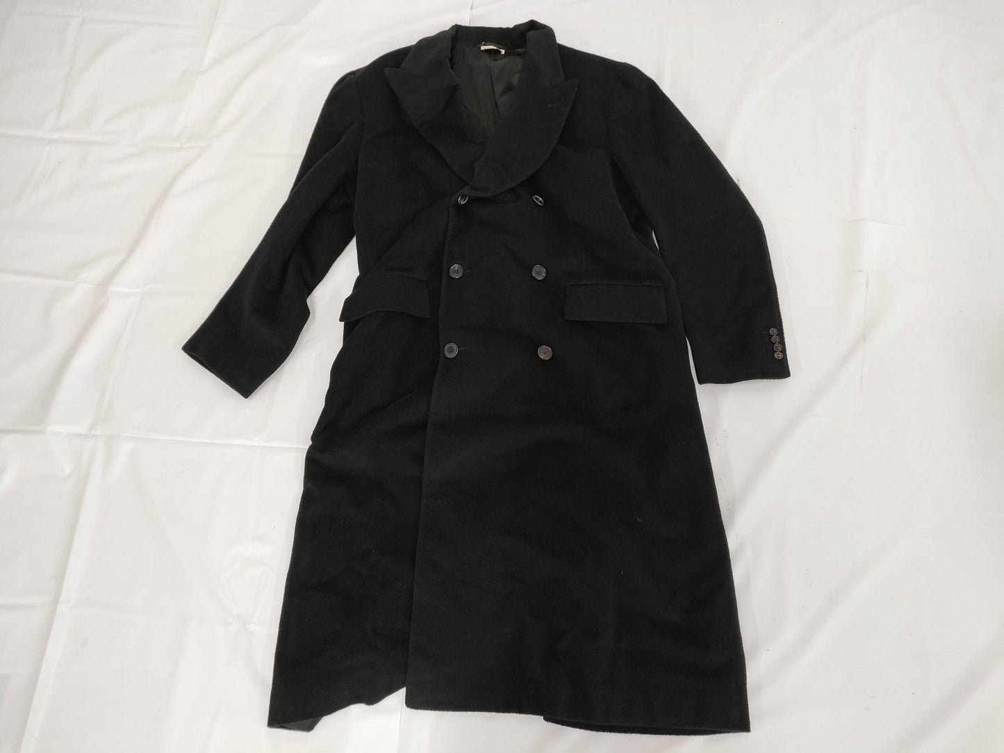 (10462_0099) HERMES Cashmere 100 Double Long Chester Coat Black 54 Coat