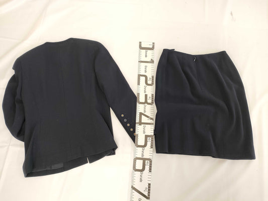 (10462_0137) CHANEL 94 Years P03627 Coco Mark Button Collarless Skirt Set 38 Other Apparel