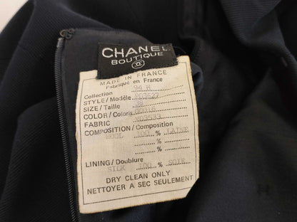 (10462_0137) CHANEL 94 Years P03627 Coco Mark Button Collarless Skirt Set 38 Other Apparel
