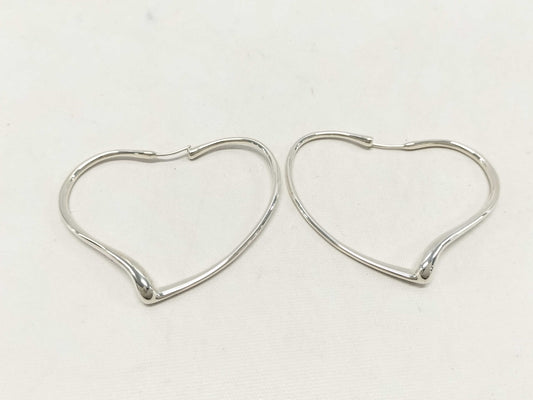 (10461_0182) Tiffany&Co. Elsa Peretti Open Heart Hoop Earrings Size M Ag925 9.7g Earrings