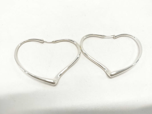 (10461_0182) Tiffany&Co. Elsa Peretti Open Heart Hoop Earrings Size M Ag925 9.7g Earrings