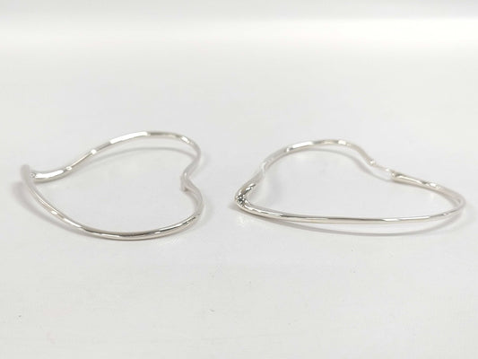 (10461_0183) Tiffany&Co. Elsa Peretti Open Heart Hoop Earrings Size L Ag925 11.2g Earrings