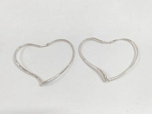 (10461_0183) Tiffany&Co. Elsa Peretti Open Heart Hoop Earrings Size L Ag925 11.2g Earrings