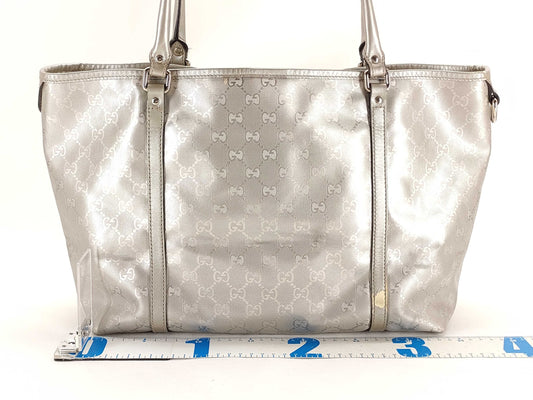GUCCI GG Imprime GUCCI Tote Bag Silver GG Imprime PVC Tote Bag