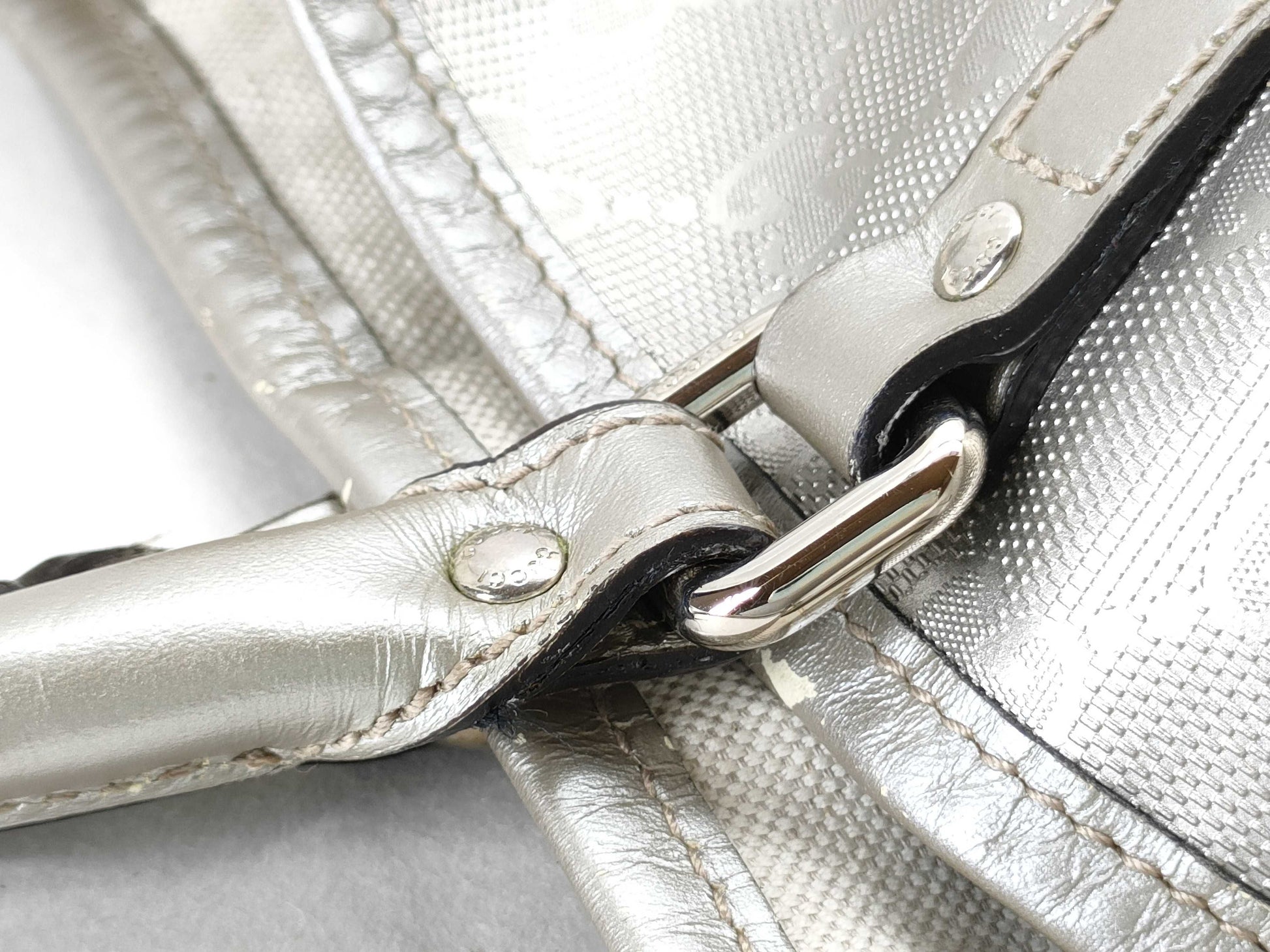 GUCCI GG Imprime GUCCI Tote Bag Silver GG Imprime PVC Tote Bag