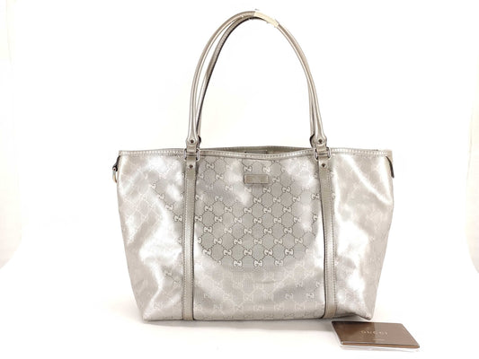 GUCCI GG Imprime GUCCI Tote Bag Silver GG Imprime PVC Tote Bag