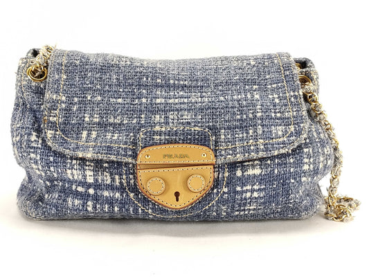 PRADA PRADA Prada Tweed Double Chain Shoulder Bag Shoulder Bag