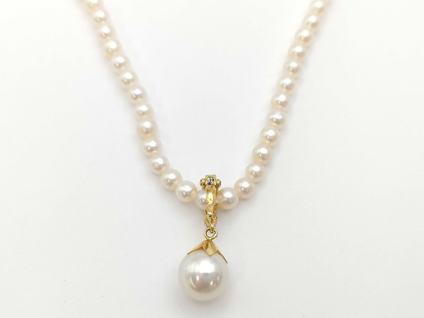 Pearl diameter: approximately 3.5-8.0mm, D0.01ct, 18K gold, 9.3g, necklace 