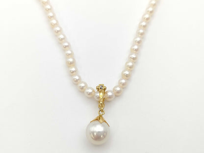Pearl diameter: approximately 3.5-8.0mm, D0.01ct, 18K gold, 9.3g, necklace 