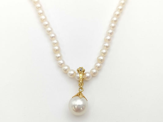 Pearl diameter: approximately 3.5-8.0mm, D0.01ct, 18K gold, 9.3g, necklace 