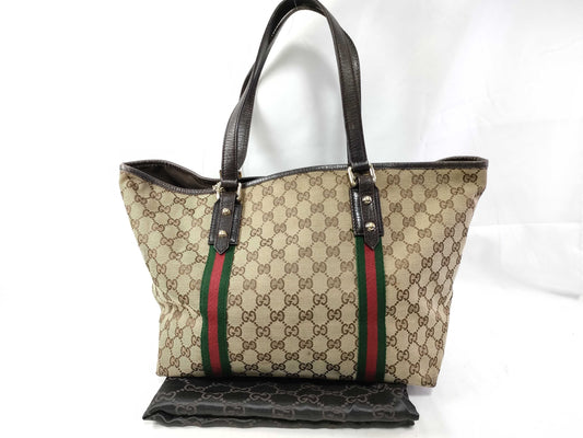 GUCCI Sherry Line GG Canvas Tote Bag 139260 203419 Beige