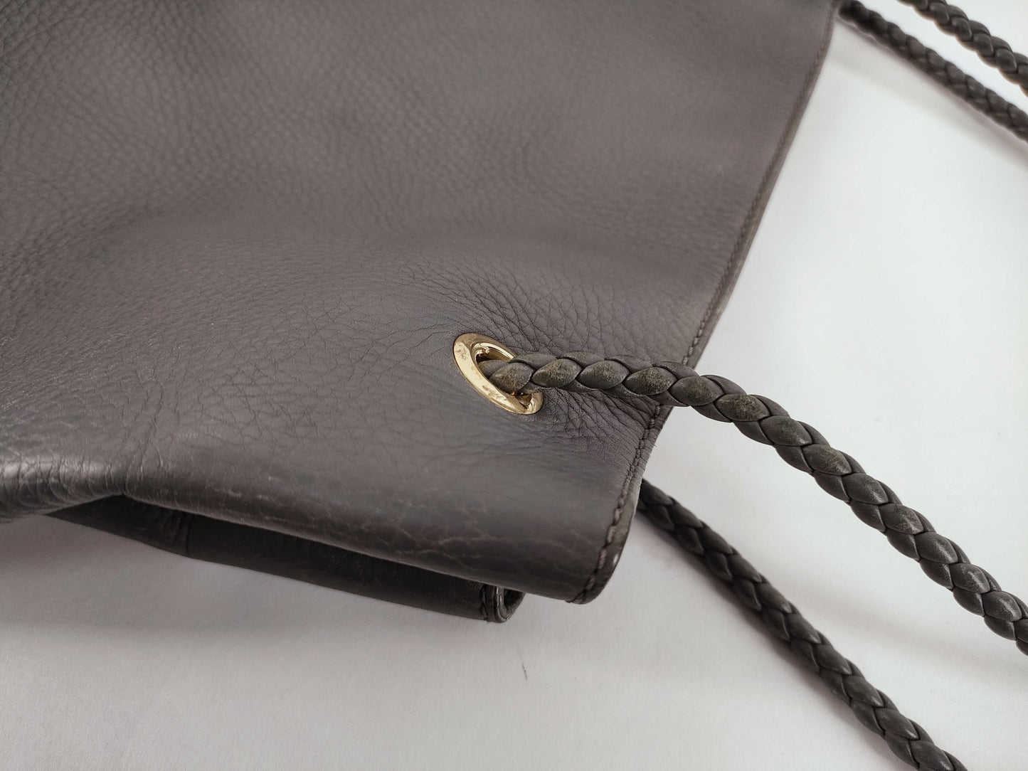GUCCI Tiger Leather Shoulder Bag, Gray