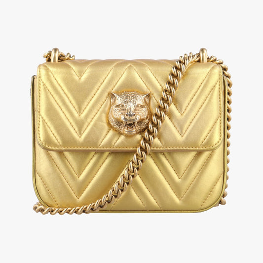 GUCCI Broadway Gold Leather Shoulder Bag 432581G019763661