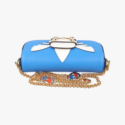 GUCCI Adidas Collaboration Horsebit Blue x White Leather Shoulder Bag 722009I039609325