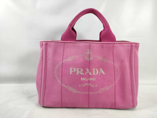 PRADA Canapa Canvas 2-Way Handbag, Pink