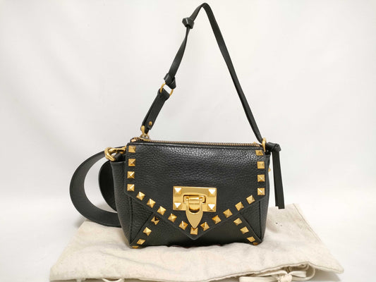 Valentino Garavani TH-Valentino Optic Grainy Leather Small Rockstud Hype Shoulder Bag Shoulder Bag