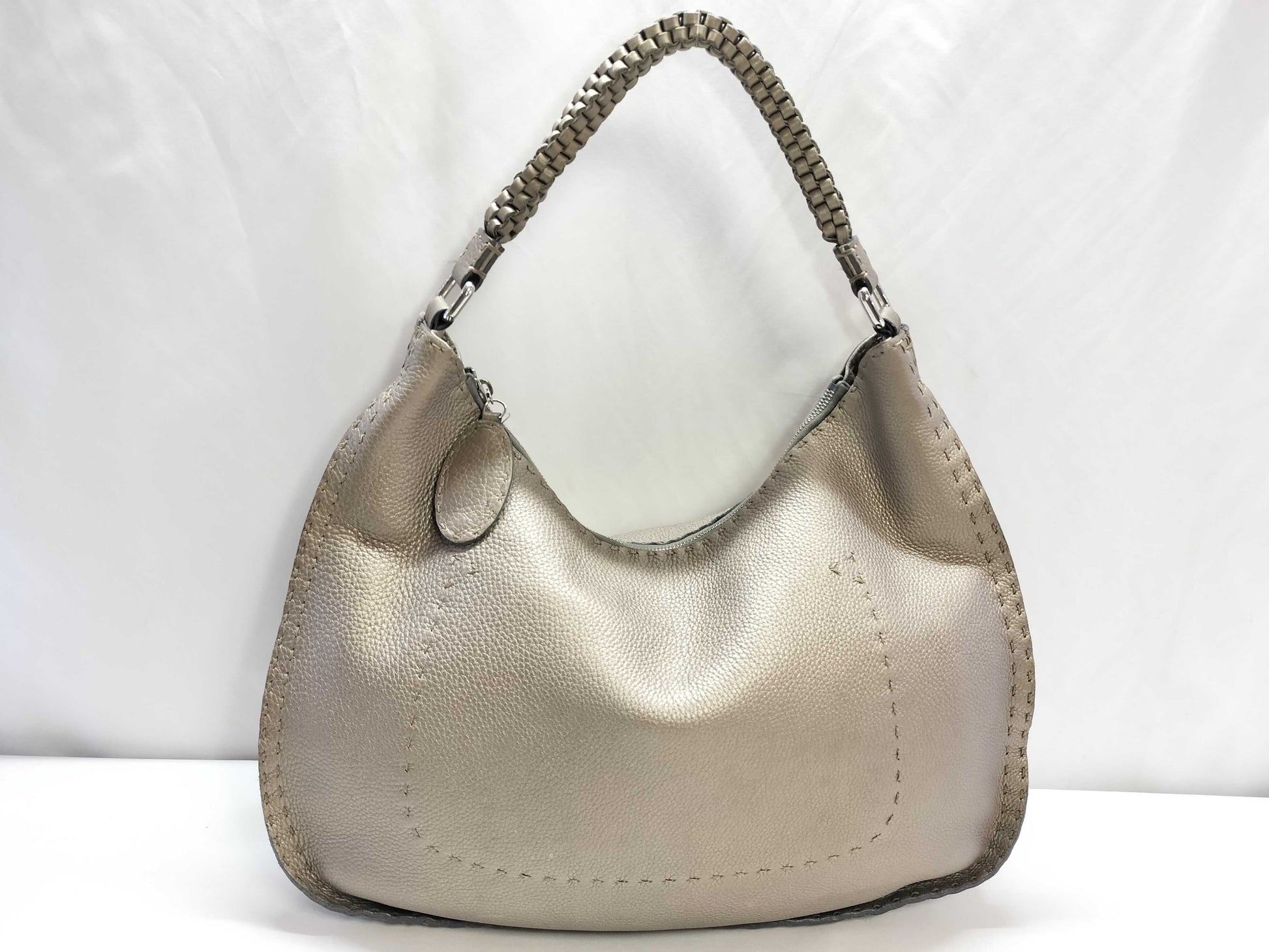 FENDI Selleria Leather One-Shoulder Bag Beige 8BR582 Shoulder Bag