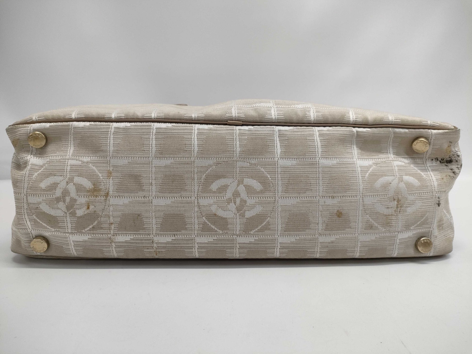 CHANEL New Travel Line Nylon and Leather Handbag in Pink Beige with Silver Hardware