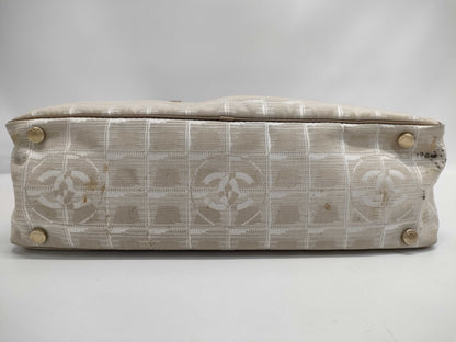 CHANEL New Travel Line Nylon and Leather Handbag in Pink Beige with Silver Hardware