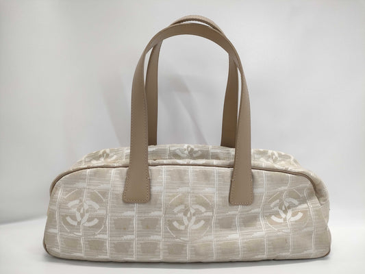 CHANEL New Travel Line Nylon and Leather Handbag in Pink Beige with Silver Hardware