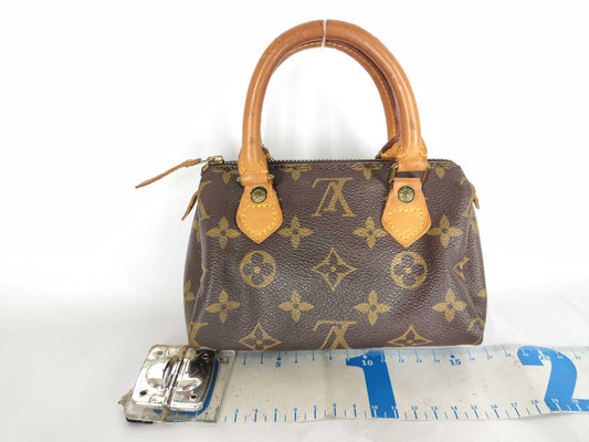 LOUIS VUITTON Monogram Mini Speedy M41534 Brown Pouch 