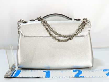 LOUIS VUITTON V-Logo x Leather Very Chain Bag M43201 FO2187 Silver RFID Enabled Handbag