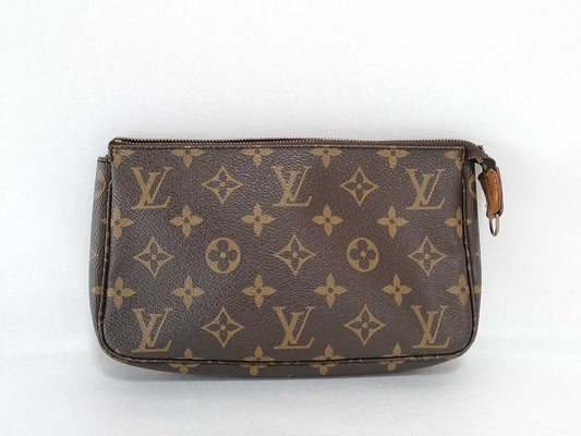 LOUIS VUITTON Monogram Pochette Accessoires M51980 SL0938 Brown Zipper Pull Detachable Pouch Louis Vuitton Pouch