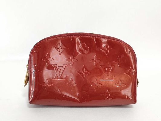 LOUIS VUITTON Vernis Cosmetic Pouch, Red, M91496 CA1172, Louis Vuitton Pouch
