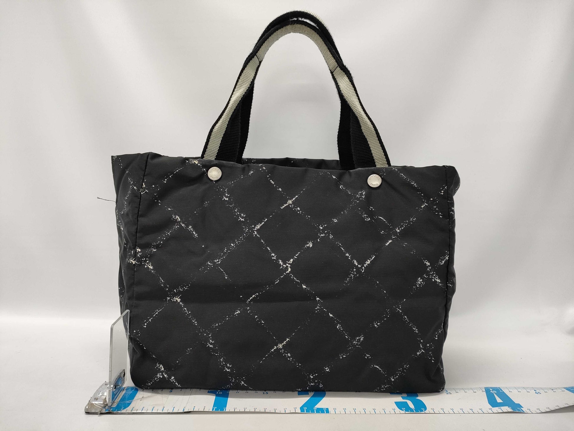 CHANEL Black Nylon Hand Tote Bag