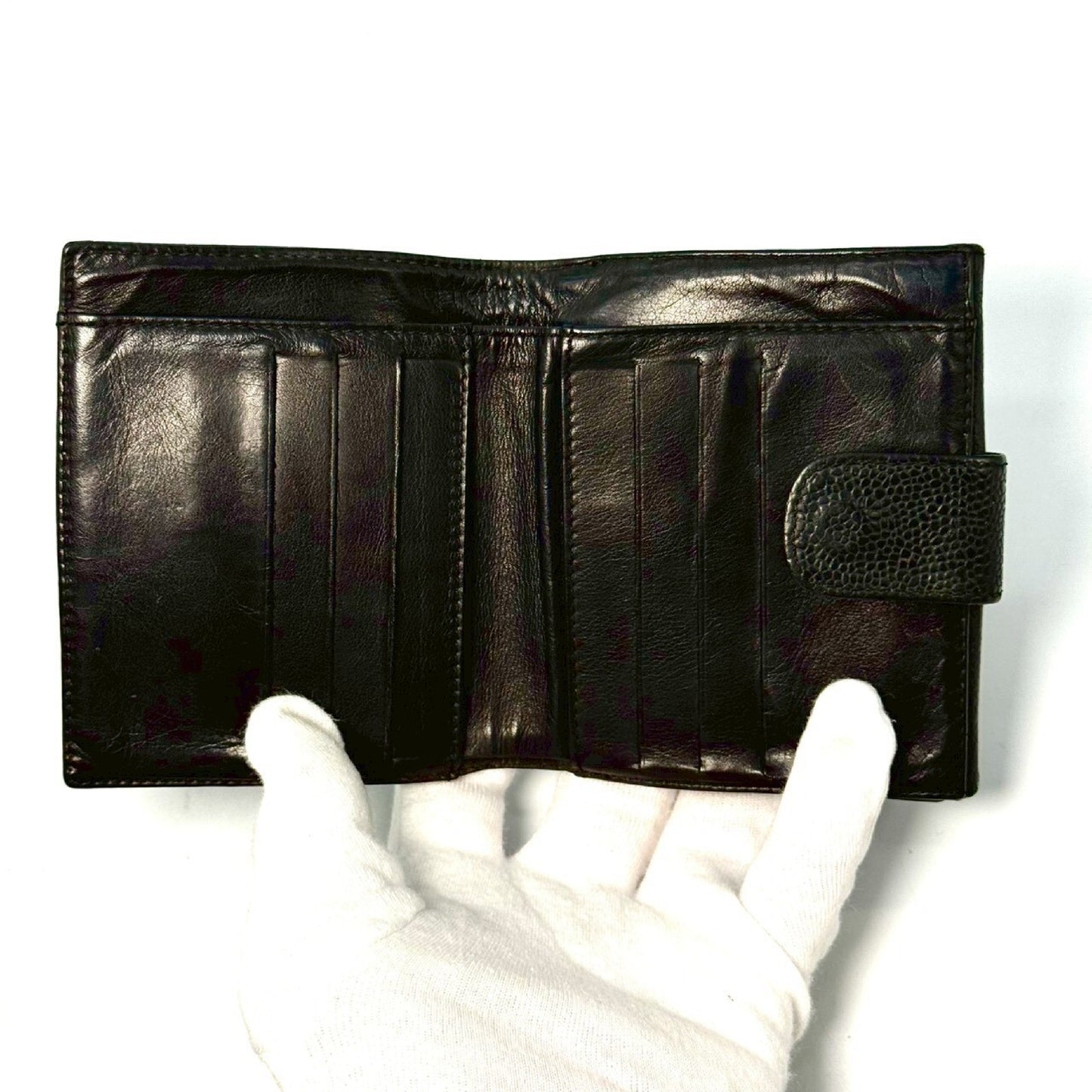 CHANEL Coco Mark Caviar Skin Compact Wallet Black 4554397 Wallet