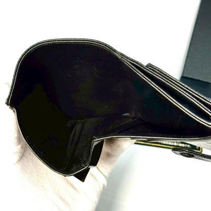 CHANEL Coco Mark Caviar Skin Compact Wallet, Black, with Guarantee Card, 4168127, No Serial Number Seal