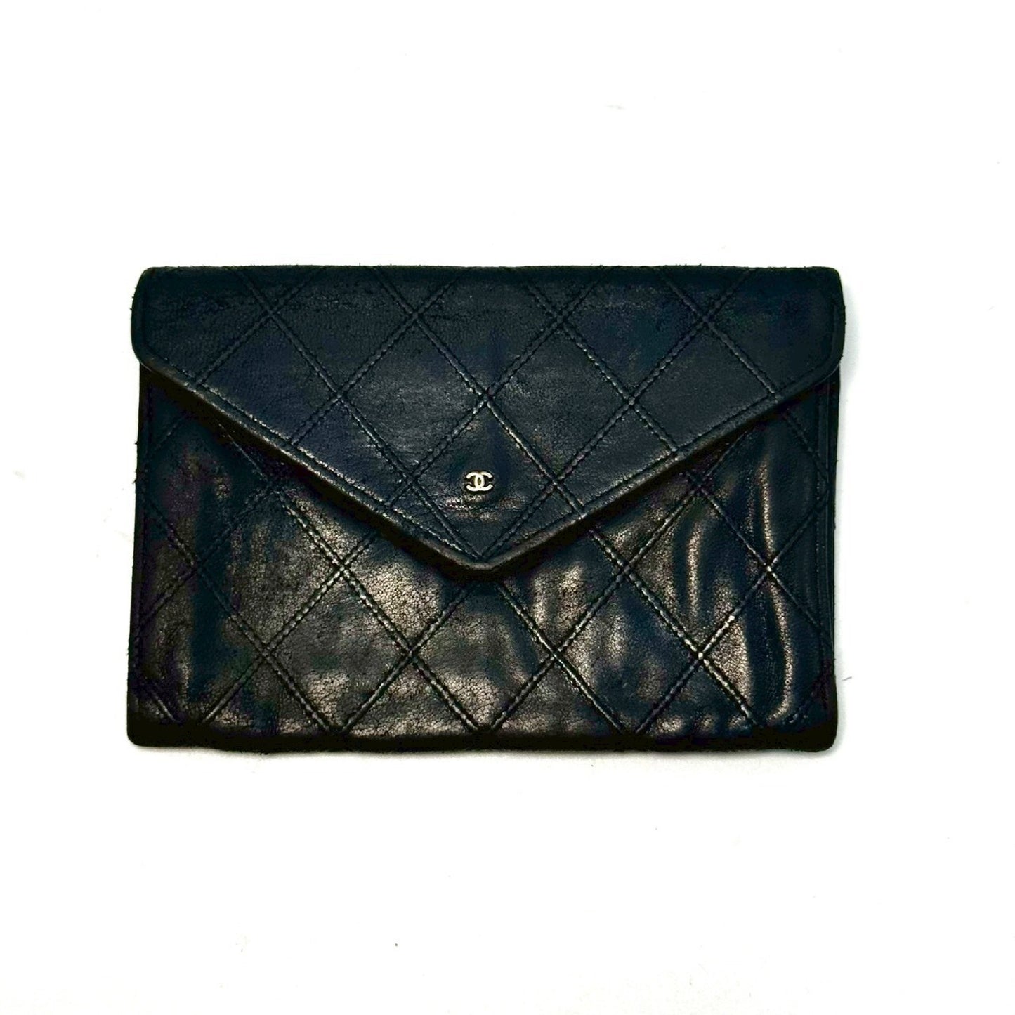 CHANEL Bicolore Lambskin Compact Wallet, Black, No Serial Number Seal