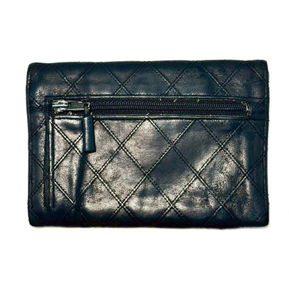 CHANEL Bicolore Lambskin Compact Wallet, Black, No Serial Number Seal