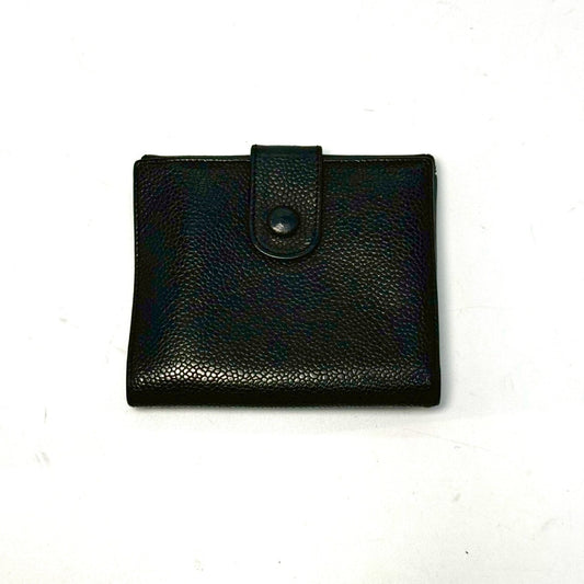 CHANEL Coco Mark Caviar Skin Compact Wallet, Black, No Serial Seal